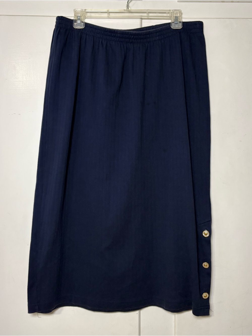 Vintage 90s Elisabeth Liz Claiborne Navy Cotton Knit Jersey Elastic Waist Skirt